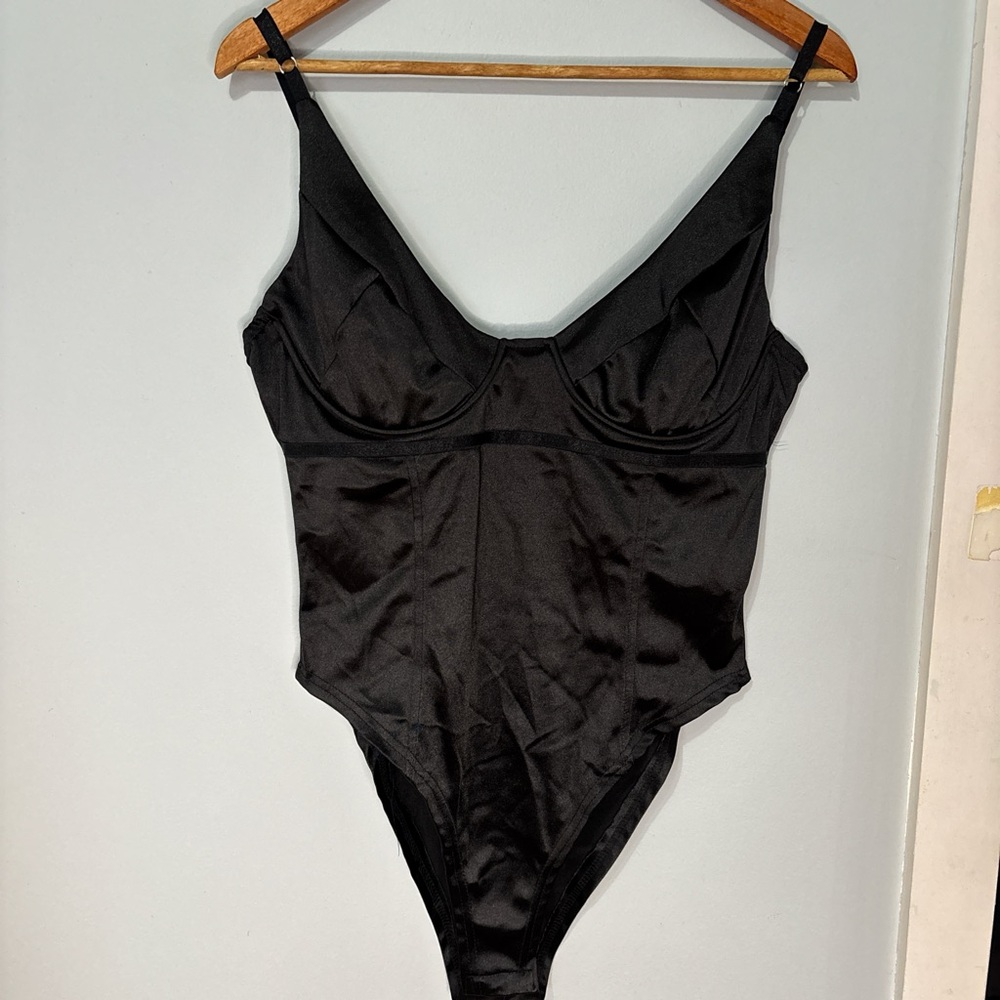 Black Satin Bodysuit